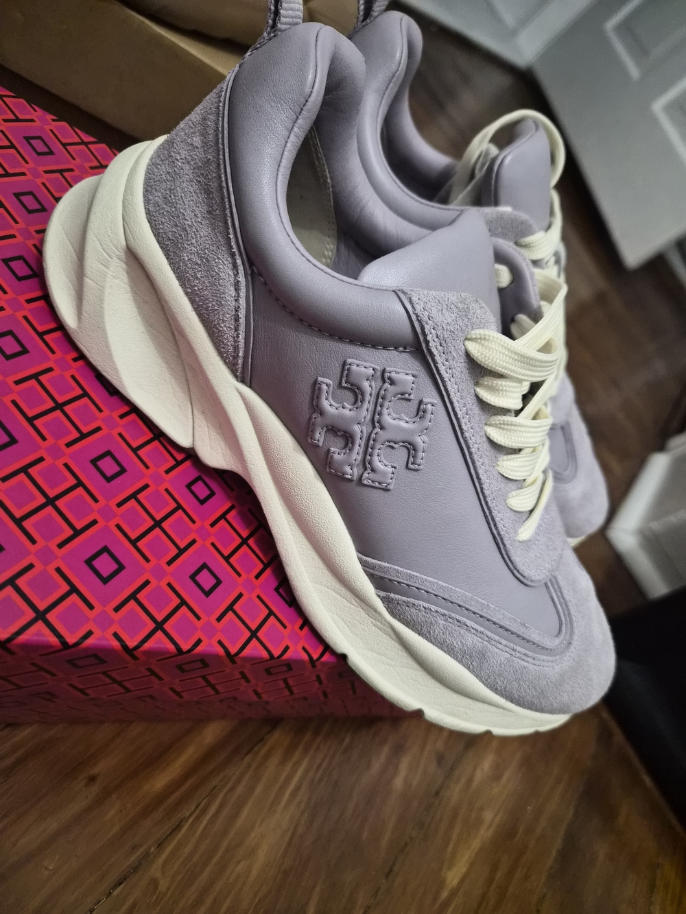 Tory Burch Lavender Suede & Leather Platform Sneaker